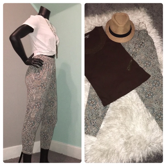 H&M Harem Style Paisley Print Jersey Pants XS - Picture 1 of 12